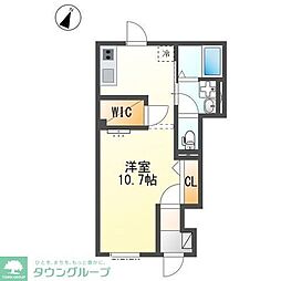 パレス北野 1階ワンルームの間取り