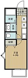 多摩都市モノレール 大塚・帝京大学駅 徒歩6分の賃貸アパート 2階1Kの間取り