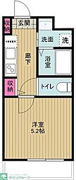 小田急小田原線 玉川学園前駅 徒歩6分の賃貸アパート 1階1Kの間取り