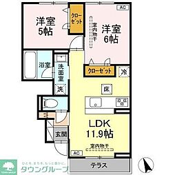 グラースK 2LDKの間取図画像