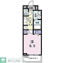 JR横浜線 矢部駅 徒歩13分の賃貸アパート 3階1Kの間取り