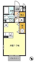 セジュールコトA 1階ワンルームの間取り