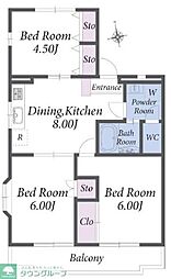 Ninety相模大野 3階3DKの間取り