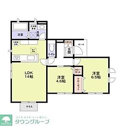 小田急小田原線 町田駅 バス11分 本町田下車 徒歩3分の賃貸アパート 1階2LDKの間取り