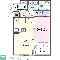 JR中央線 西八王子駅 徒歩17分の賃貸アパート 2階1LDKの間取り