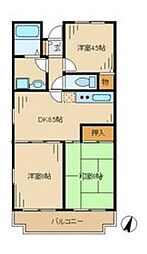 京王相模原線 南大沢駅 徒歩20分の賃貸マンション 3階3LDKの間取り