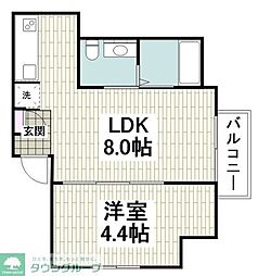 JR横浜線 町田駅 徒歩12分の賃貸アパート 3階1LDKの間取り
