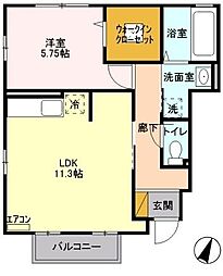 小田急小田原線 町田駅 バス9分 町谷原下車 徒歩3分の賃貸アパート 1階1LDKの間取り