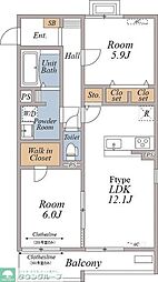リブリ・フェリス鹿島 2LDKの間取図画像
