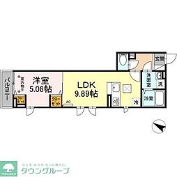 シャルマンY 1LDKの間取図画像