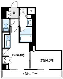 リージア海老名ビナフロント 1DKの間取図画像