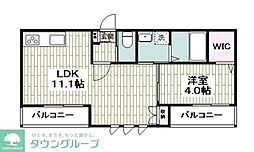 クレール中町 1LDKの間取図画像