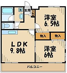コルティーレ 2LDKの間取図画像