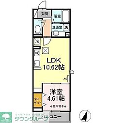 レジリエント落合 1LDKの間取図画像