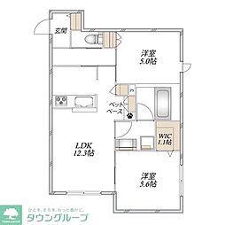 海老名市上今泉2丁目マンション 2LDKの間取図画像