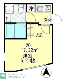 八王子市横山町アパート 1Kの間取図画像