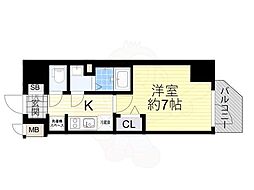Osaka Metro中央線 堺筋本町駅 徒歩4分の賃貸マンション 10階1Kの間取り