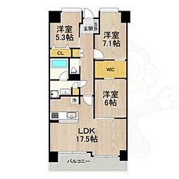 Osaka Metro堺筋線 恵美須町駅 徒歩3分の賃貸マンション 14階3LDKの間取り