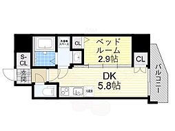 Osaka Metro谷町線 四天王寺前夕陽ヶ丘駅 徒歩9分の賃貸マンション 12階1DKの間取り