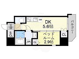 Osaka Metro谷町線 四天王寺前夕陽ヶ丘駅 徒歩9分の賃貸マンション 14階1DKの間取り