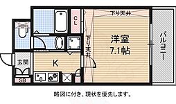 南海線 難波駅 徒歩6分の賃貸マンション 2階1Kの間取り