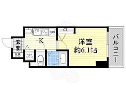 Osaka Metro御堂筋線 心斎橋駅 徒歩8分の賃貸マンション 4階1Kの間取り