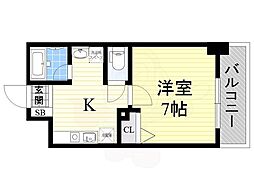 JR大阪環状線 芦原橋駅 徒歩4分の賃貸マンション 7階1Kの間取り