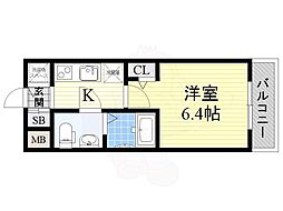 Osaka Metro千日前線 桜川駅 徒歩8分の賃貸マンション 12階1Kの間取り