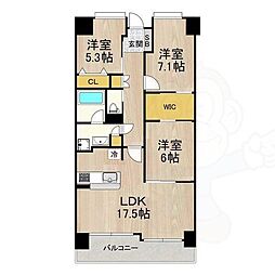 Osaka Metro堺筋線 恵美須町駅 徒歩3分の賃貸マンション 12階3LDKの間取り