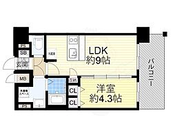 Osaka Metro御堂筋線 大国町駅 徒歩3分の賃貸マンション 11階1LDKの間取り
