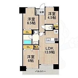 Osaka Metro堺筋線 恵美須町駅 徒歩3分の賃貸マンション 12階3LDKの間取り