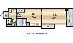 Osaka Metro堺筋線 日本橋駅 徒歩3分の賃貸マンション 4階1DKの間取り
