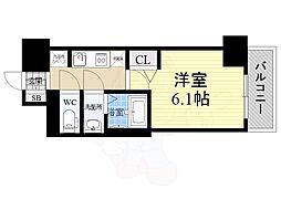 阪神なんば線 桜川駅 徒歩2分の賃貸マンション 2階1Kの間取り
