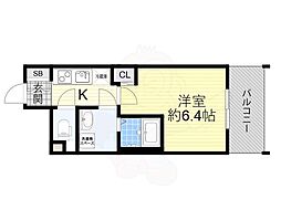 Osaka Metro長堀鶴見緑地線 谷町六丁目駅 徒歩1分の賃貸マンション 12階1Kの間取り