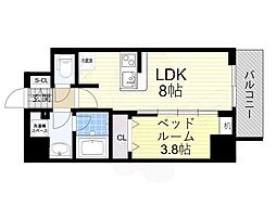 Osaka Metro千日前線 桜川駅 徒歩3分の賃貸マンション 3階1LDKの間取り