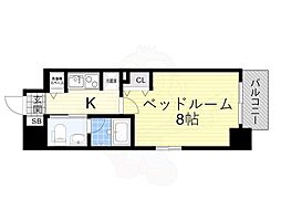 Osaka Metro長堀鶴見緑地線 谷町六丁目駅 徒歩2分の賃貸マンション 5階1Kの間取り
