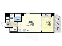 Osaka Metro四つ橋線 なんば駅 徒歩3分の賃貸マンション 12階1LDKの間取り