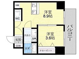 JR大阪環状線 新今宮駅 徒歩3分の賃貸マンション 2階1LDKの間取り