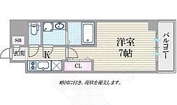 Osaka Metro長堀鶴見緑地線 長堀橋駅 徒歩3分の賃貸マンション 4階1Kの間取り