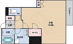 Osaka Metro四つ橋線 四ツ橋駅 徒歩6分の賃貸マンション 7階ワンルームの間取り