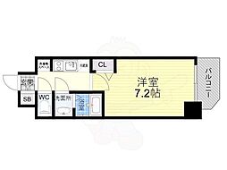 Osaka Metro四つ橋線 大国町駅 徒歩11分の賃貸マンション 6階1Kの間取り