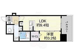 Osaka Metro中央線 堺筋本町駅 徒歩5分の賃貸マンション 15階1LDKの間取り