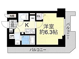 プレサンス難波イーストモダニティ 1Kの間取図画像