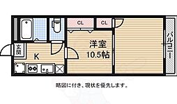 ソレイユ心斎橋 1Kの間取図画像