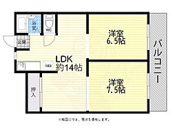 ソレイユ心斎橋 2LDKの間取図画像