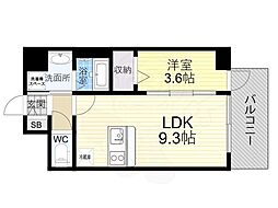 ファステート難波グランプリ 1LDKの間取図画像