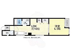 ソレイル難波 1LDKの間取図画像