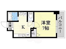 willDo難波w1 1Kの間取図画像