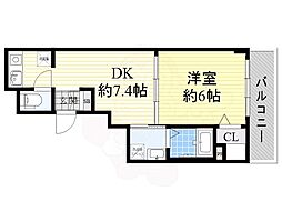 エステムコート心斎橋EAST3エクシード 1DKの間取図画像
