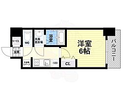 フォーリアライズ難波リアン 1Kの間取図画像